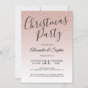 Invitation Chic Script Parties scintillant rose Ombre fête de