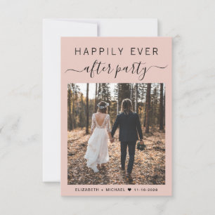 Invitation Chic Script Photo Blush Rose Mariage Réception