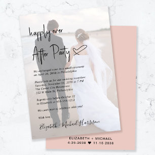 Invitation Chic Script Photo Blush Rose Mariage Réception