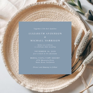 Invitation Chic Script Photo Overlay Dusty Blue Mariage