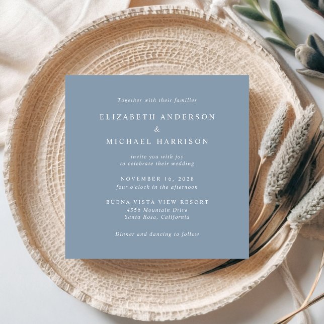 Invitation Chic Script Photo Overlay Dusty Blue Mariage (An elegant Happily Ever After Wedding Invitation to set the tone for an unforgettable event)