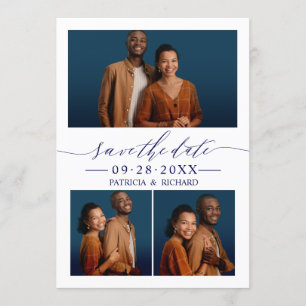 Invitation Chic Script Wedding Enregistrer La Date 3 Photo Co