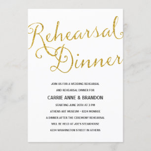 Invitation Chic Shimmer Dîner de répétition Gold Faux