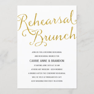 Invitation Chic Shimmer Faux Gold Foil Répétition Brunch
