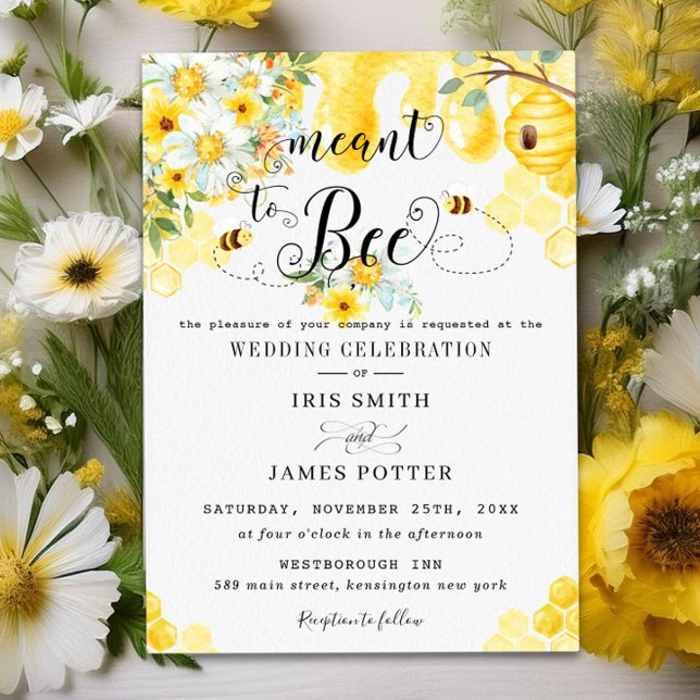 Invitation Chic signifie pour abeille Jaune Floral Miel abeil (Créateur téléchargé)