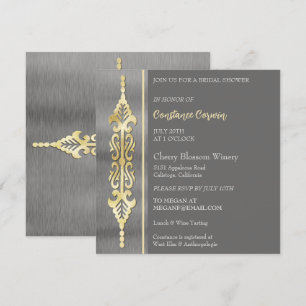 Invitation Chic Silver et Gold de douche nuptiale