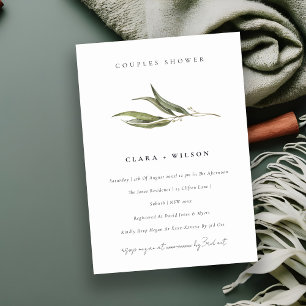 Invitation Chic Simple Eucalyptus Botanical Couples Douche