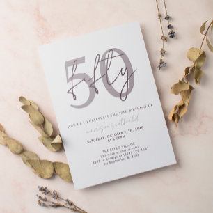 Invitation Chic Simple Minimaliste Plum pourpre 50e anniversa