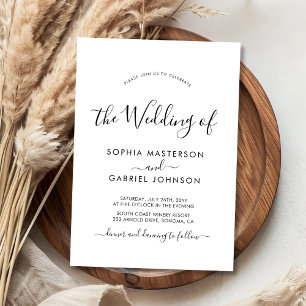 Invitation Chic Simple Moderne Calligraphie Script Mariage