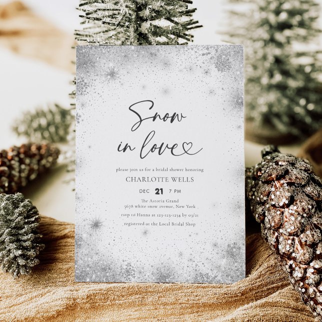 Invitation Chic Snowflakes neige en amour Fête des mariées d' (Créateur téléchargé)