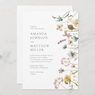 Invitation Chic Spring Delicate Mariage de fleurs pressées