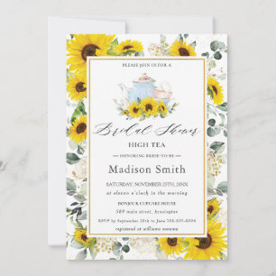 Invitation Chic Sunflower Floral High Tea Party Fête des mari