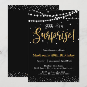Invitation Chic Surprise fête d'anniversaire n'importe quel â
