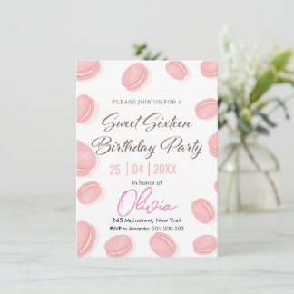 Invitation Chic & Sweet : Fête d'anniversaire de Macaron