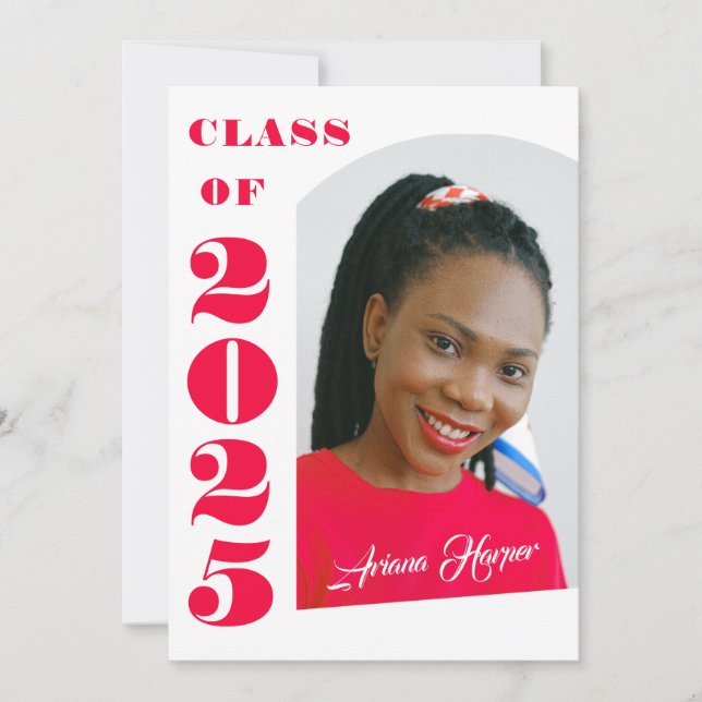 Invitation Chic tendance Pink Script Graduation Open House (Devant)