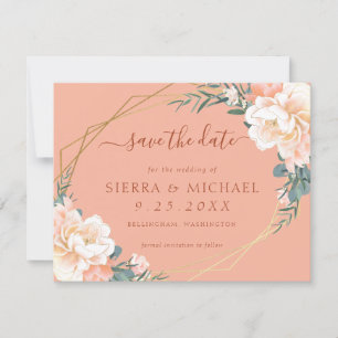 Invitation Chic Terracotta Peach Cream Gold Enregistrer la da
