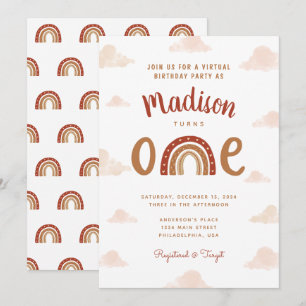 Invitation Chic Terracotta Rainbow Premier Anniversaire
