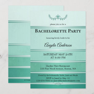Invitation Chic ton vert sur ton rayé Bachelorette