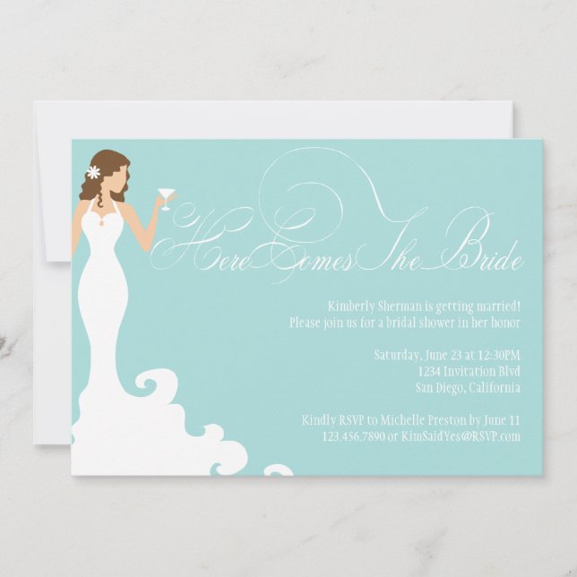 Invitation Chic Turquoise voici l'Invitation de douche de mar (Devant)