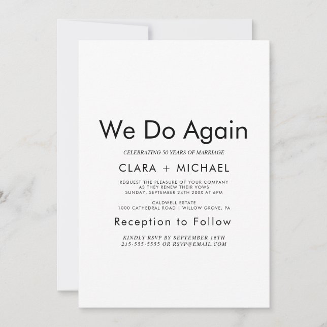 Invitation Chic Typographie "Nous le refaisons" Renouvellemen (Devant)
