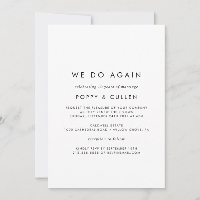 Invitation Chic Typographie Nous Refaisons Voeux de Renouvell (Devant)