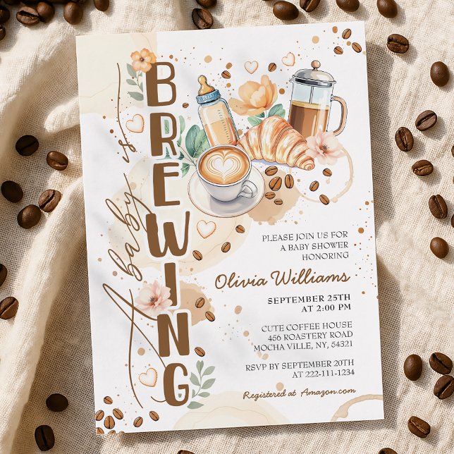 Invitation Chic Un Bébé Brûle Café Brunch Baby shower (Créateur téléchargé)