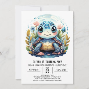 Invitation Chic Under the Sea Blue Turtle Boy