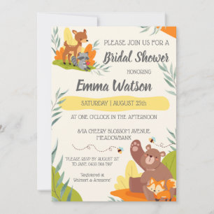 Invitation Chic verdure forêt Fête des mariées animale forêt