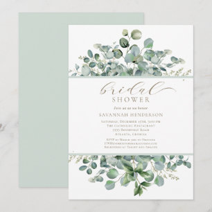 Invitation Chic Vert Sauge Floral Fête de Mariage Editable