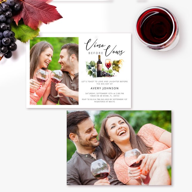 Invitation Chic Vino Avant Vows Photo Fête des mariées Vignob (Créateur téléchargé)