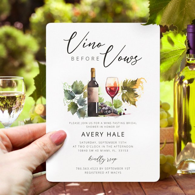Invitation Chic Vino Avant Vows Watercolor Vineyard (Créateur téléchargé)