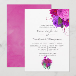 Invitation Chic Vintage Fuchsia et Violet Dîner de Répétition