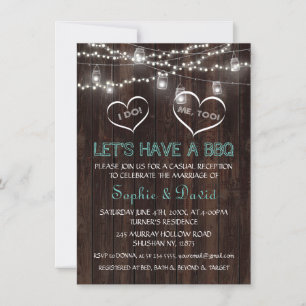 Invitation Chic Vintage Luminaires à cordes Vieux Grange I DO