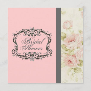 Invitation Chic Vintage Rose Floral Douche nuptial