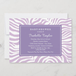 Invitation Chic Violet Zebra Stripes Baby shower fille