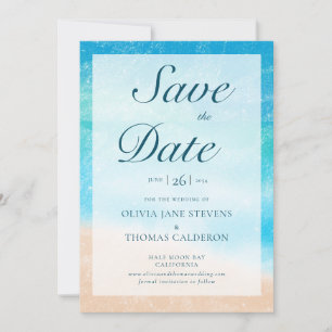 Invitation Chic Watercolor Beach Photo Wedding Enregistrer la