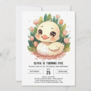 Invitation Chic Watercolor Canard Anniversaire