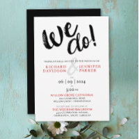 Chic We Do Black White Red Modern Script Mariage