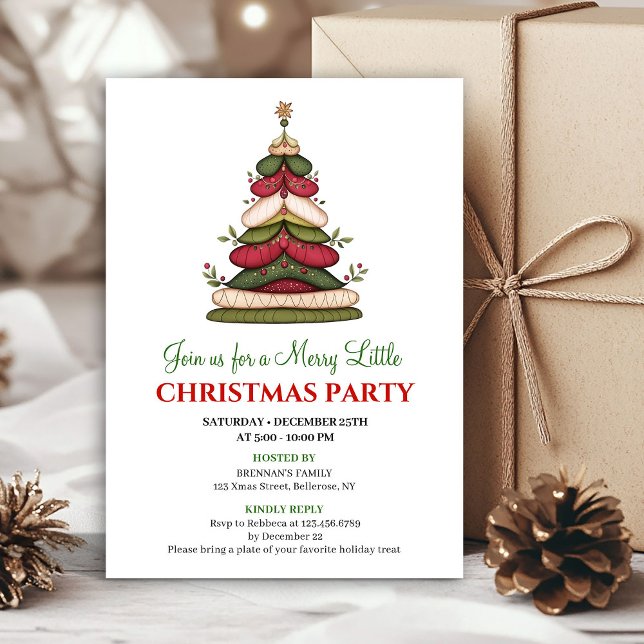Invitation Chic whimsical Christmas tree winter party invite (Chic whimsical Christmas tree winter party invite)