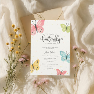 Invitation Chica de invitación a Baby Shower para mariposa