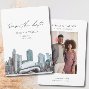 Invitation Chicago Sauvez la date Downtown Chicago Mariage