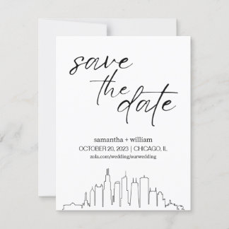 Invitation Chicago Skyline MINIMALIST Enregistrez la Date