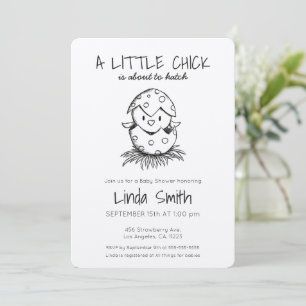 Invitation Chick About to Hatch Black Sketch Baby shower Invi
