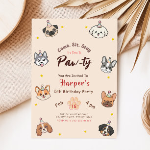 Invitation CHIEN, Anniversaire de chiot mignon