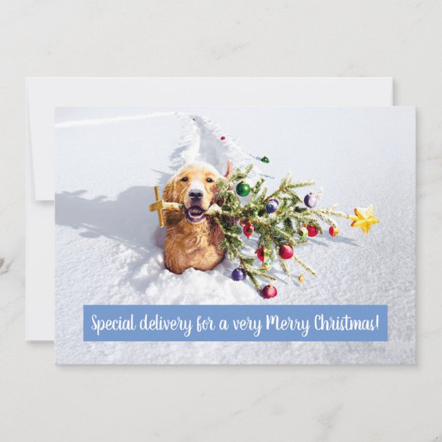 Invitation Chien avec un arbre dans la neige (Devant)