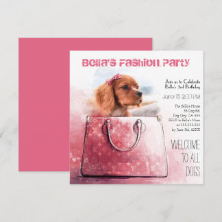 Invitation Chien Chien Chien Chien Fille Anniversaire Fête d'