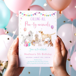 Invitation Chien Chien Chien Chien Paw-ty Animal Anniversaire