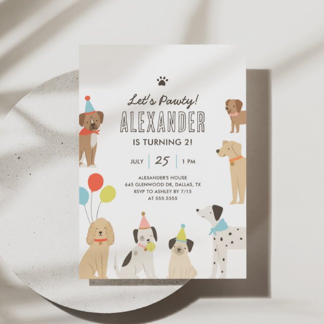 Invitation Chien Chien Chien Puppy Pawty Birthday (Créateur téléchargé)