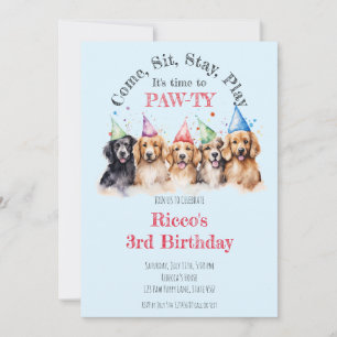 Invitation Chien chiot animal Pawty