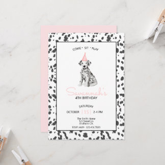 Invitation Chien Dalmatien Rose Venez Rester assis